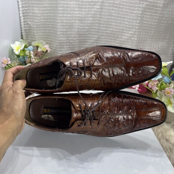 (TO) Stacy Adams Exotic 24228 Dark Brown Ostrich Print Leather Size 11 M main image 11